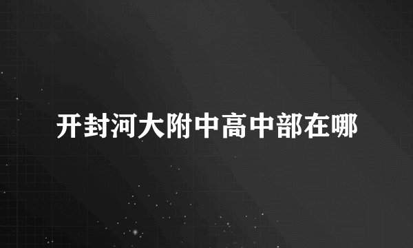 开封河大附中高中部在哪