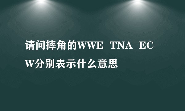 请问摔角的WWE  TNA  ECW分别表示什么意思