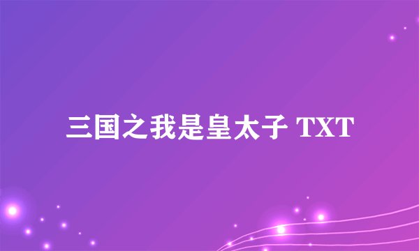 三国之我是皇太子 TXT