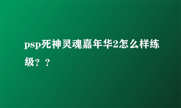 psp死神灵魂嘉年华2怎么样练级？？