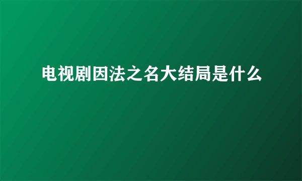 电视剧因法之名大结局是什么