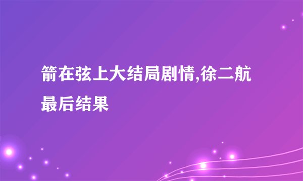 箭在弦上大结局剧情,徐二航最后结果