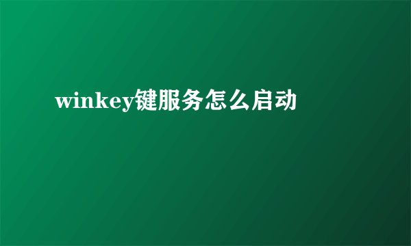 winkey键服务怎么启动
