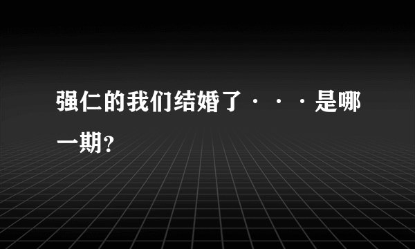 强仁的我们结婚了···是哪一期？