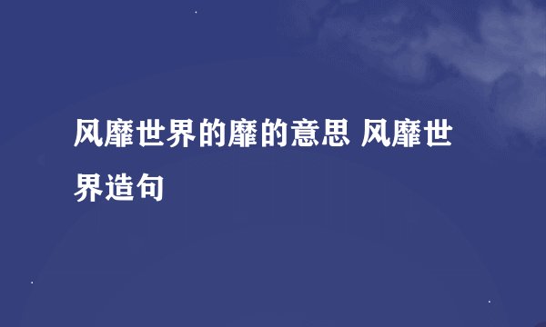 风靡世界的靡的意思 风靡世界造句