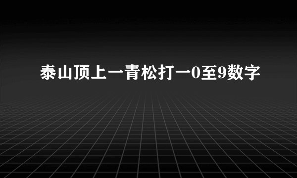 泰山顶上一青松打一0至9数字