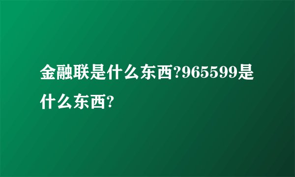 金融联是什么东西?965599是什么东西?