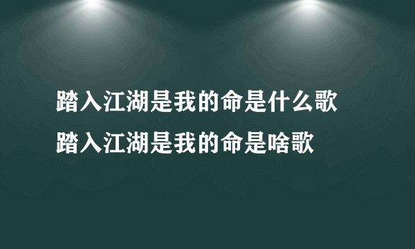 踏入江湖是我的命是什么歌 踏入江湖是我的命是啥歌