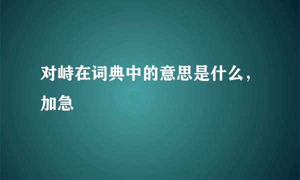 对峙在词典中的意思是什么，加急