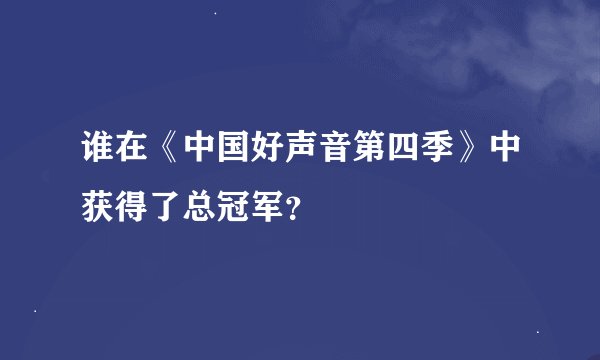 谁在《中国好声音第四季》中获得了总冠军？