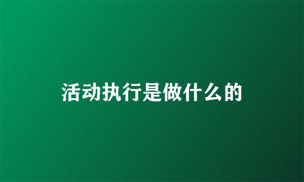活动执行是做什么的