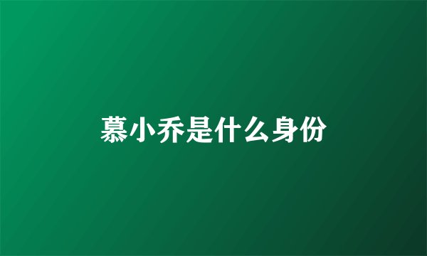 慕小乔是什么身份
