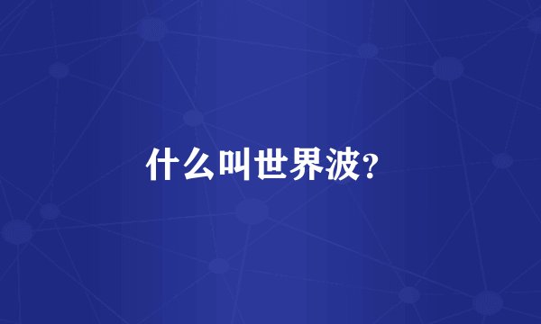 什么叫世界波？