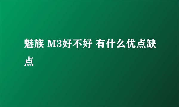 魅族 M3好不好 有什么优点缺点