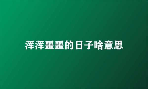 浑浑噩噩的日子啥意思