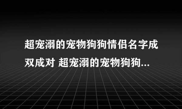 超宠溺的宠物狗狗情侣名字成双成对 超宠溺的宠物狗狗情侣名字成双成对可爱点
