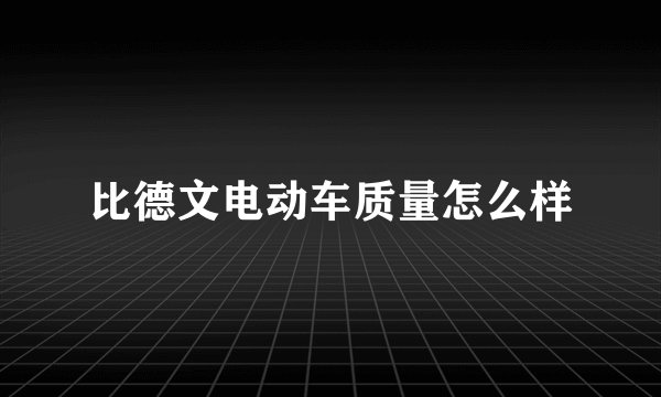 比德文电动车质量怎么样