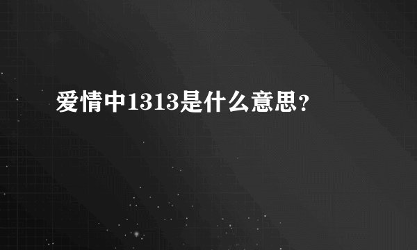 爱情中1313是什么意思？