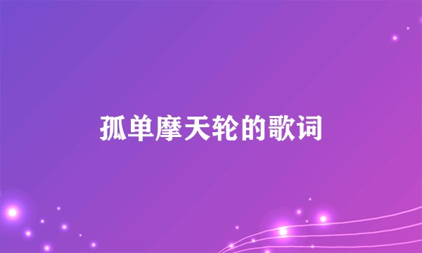 孤单摩天轮的歌词