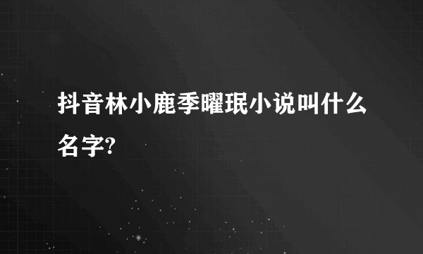 抖音林小鹿季曜珉小说叫什么名字?