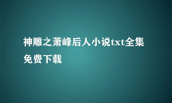 神雕之萧峰后人小说txt全集免费下载