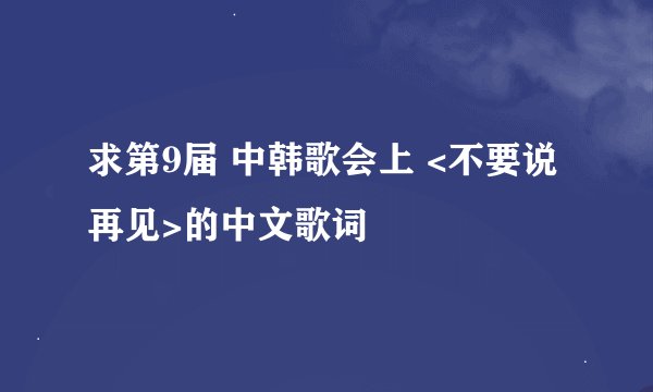 求第9届 中韩歌会上 <不要说再见>的中文歌词