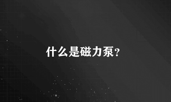 什么是磁力泵？