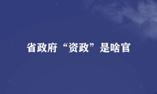 省政府“资政”是啥官