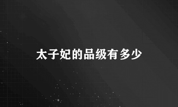 太子妃的品级有多少