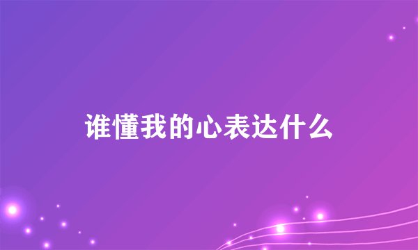 谁懂我的心表达什么