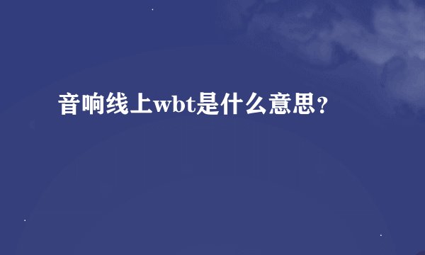 音响线上wbt是什么意思？
