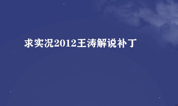 求实况2012王涛解说补丁