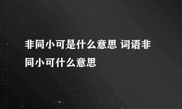 非同小可是什么意思 词语非同小可什么意思
