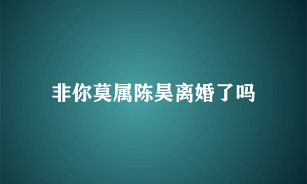 非你莫属陈昊离婚了吗