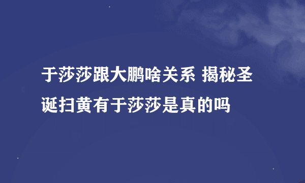 于莎莎跟大鹏啥关系 揭秘圣诞扫黄有于莎莎是真的吗