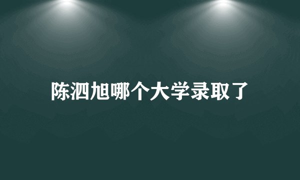 陈泗旭哪个大学录取了