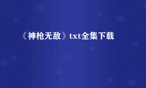 《神枪无敌》txt全集下载