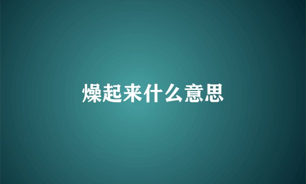 燥起来什么意思