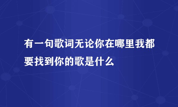 有一句歌词无论你在哪里我都要找到你的歌是什么