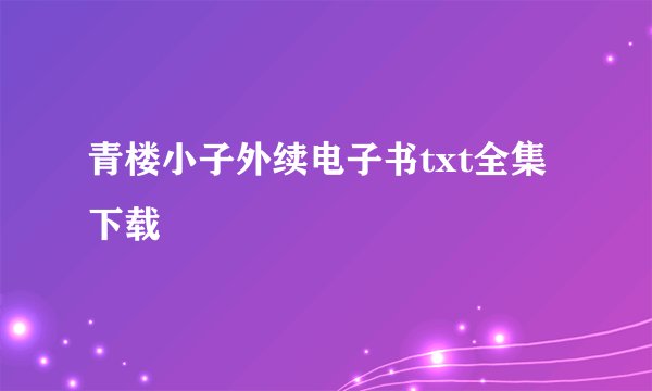 青楼小子外续电子书txt全集下载
