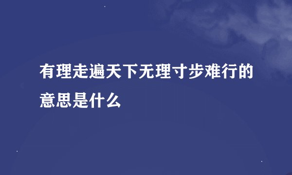 有理走遍天下无理寸步难行的意思是什么