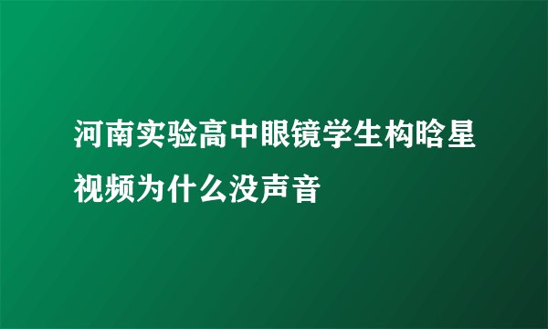 河南实验高中眼镜学生构晗星视频为什么没声音