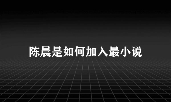 陈晨是如何加入最小说