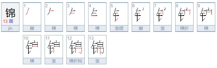 锦的拼音