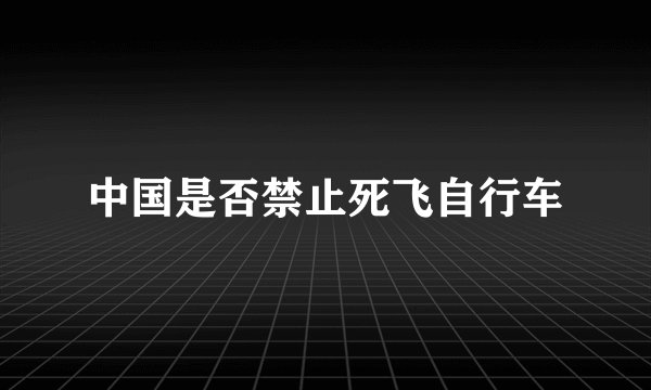 中国是否禁止死飞自行车