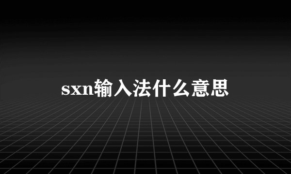 sxn输入法什么意思