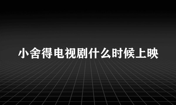 小舍得电视剧什么时候上映