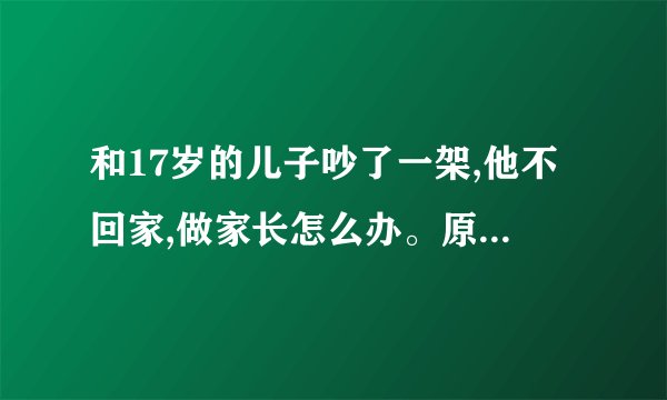 和17岁的儿子吵了一架,他不回家,做家长怎么办。原因是不上课，一晚上不回家，回来也没有个态度，
