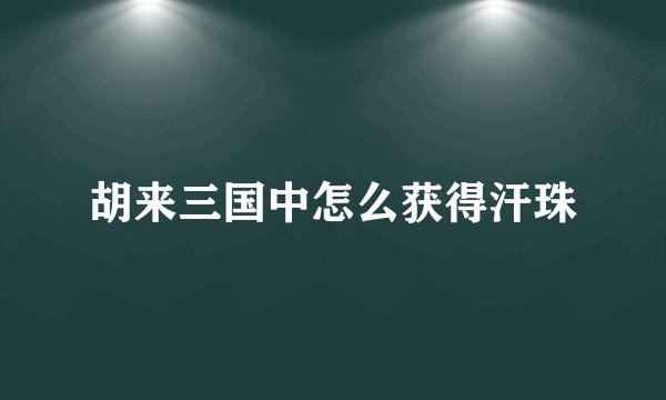 胡来三国中怎么获得汗珠
