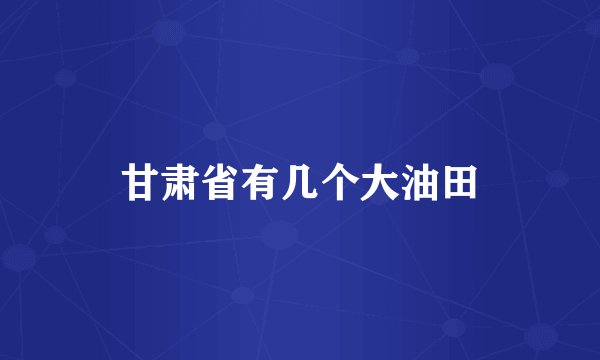 甘肃省有几个大油田
